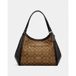 COACH Kristy Purse Shoulder Bag In Blocked Signature Canvas Brown/Black NWT